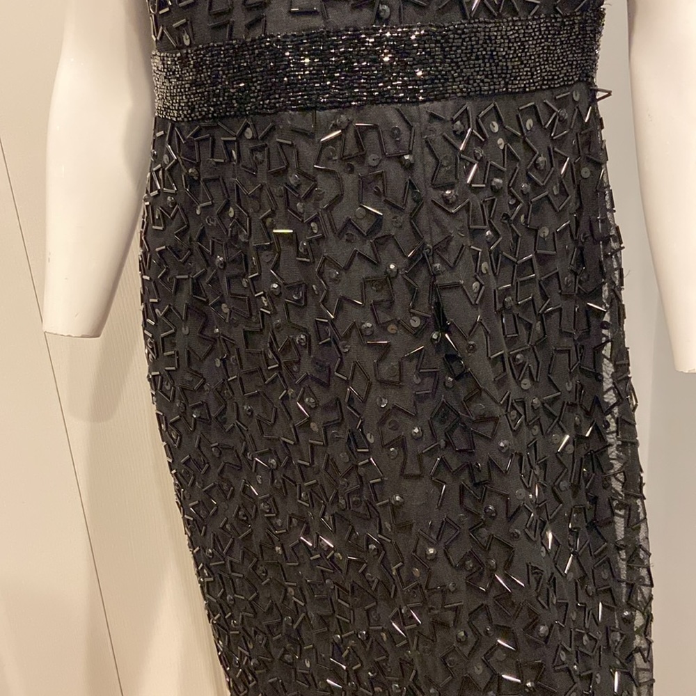 NWOT Mac Duggal geometric beaded cocktail midi - Picture 5 of 14